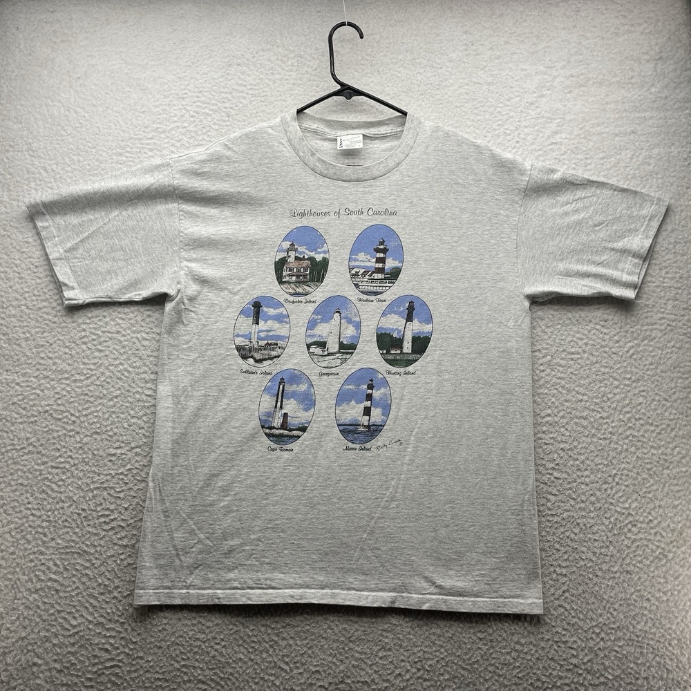 VTG South Carolina Lighthouse T-Shirt Adult Large Single Stitch Morris Sullivans